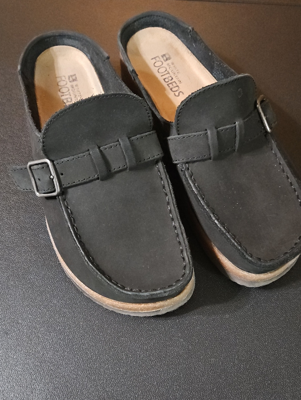 Womens White Mountain Footbeds Clogs Slides Black 9M